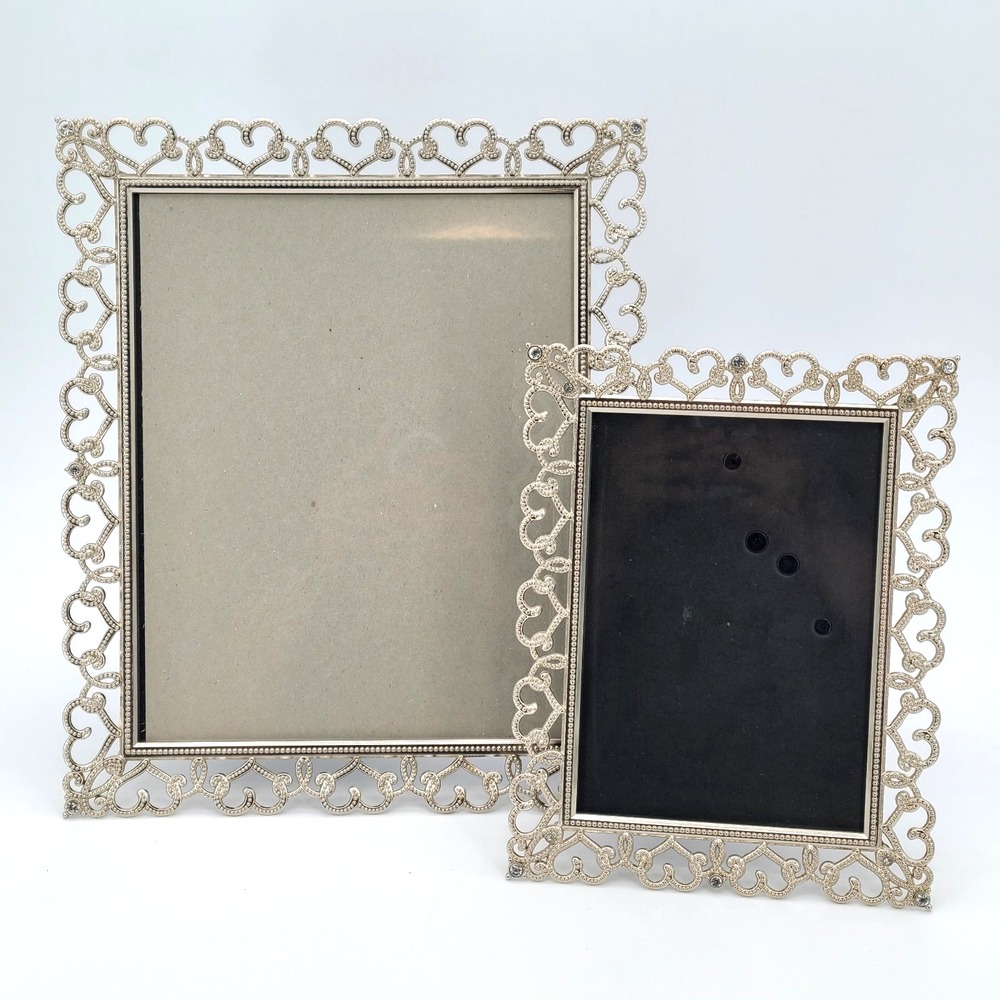 2 Malden Enchanted Hearts Picture Frames 8x10 & 5x7 Jeweled Wedding Engagement